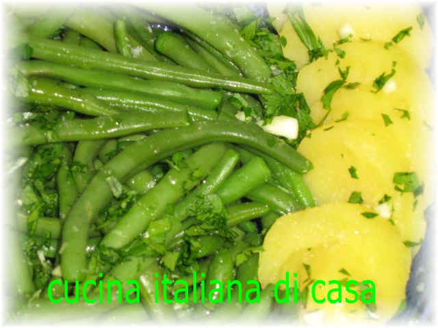 Ensalada de judías verdes y patatas perejil y ajo