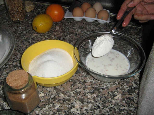 preparación de la masa: harina