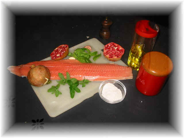 rollos de salmón con granada: ingredientes